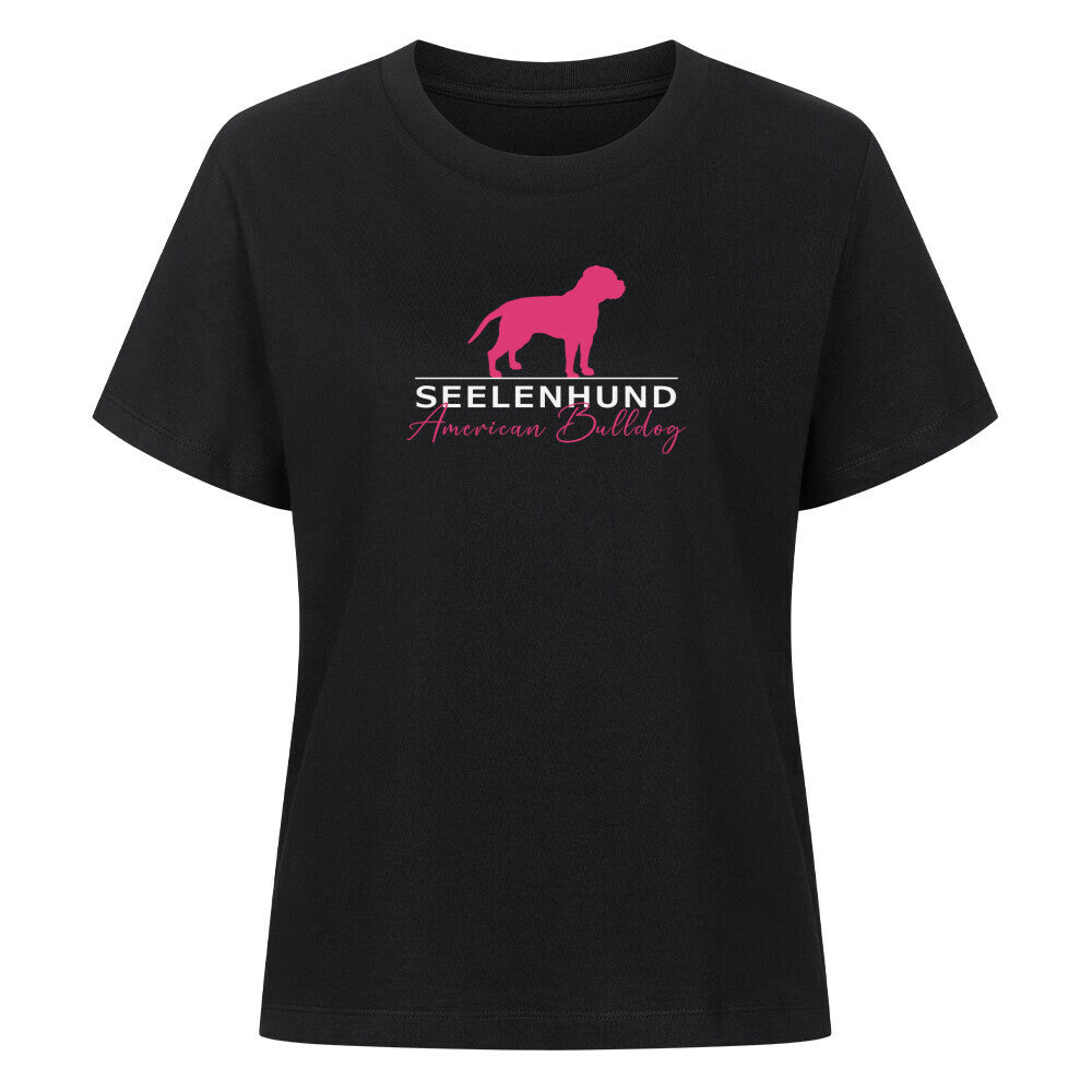 Premium Damen-Shirt "American Bulldog - Seelenhund" Schwarz – hunde-shirt.de