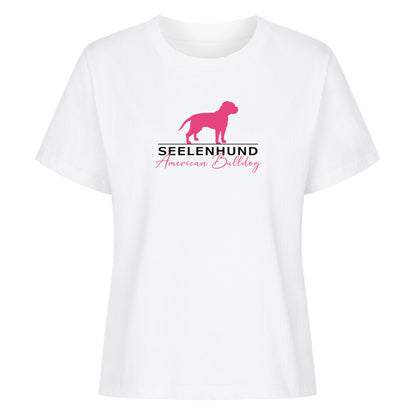 Premium Damen-Shirt "American Bulldog - Seelenhund" Weiß – hunde-shirt.de