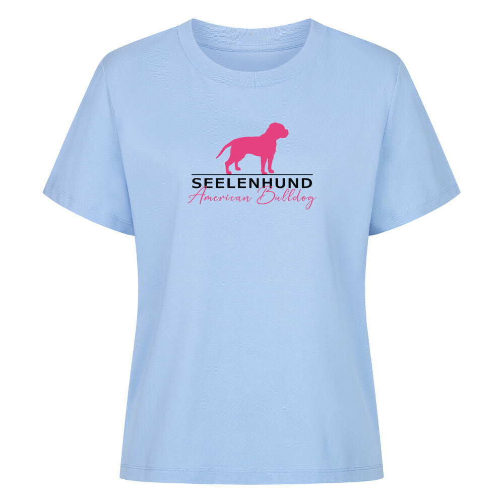 Premium Damen-Shirt "American Bulldog - Seelenhund" Sky Blue – hunde-shirt.de