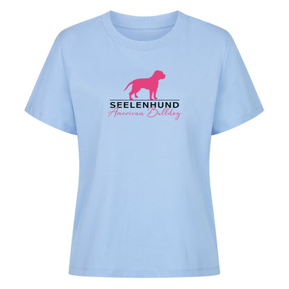 Premium Damen-Shirt "American Bulldog - Seelenhund" Sky Blue – hunde-shirt.de