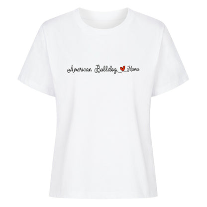 Premium Damen-Shirt "American Bulldog - Mama" Weiß – hunde-shirt.de