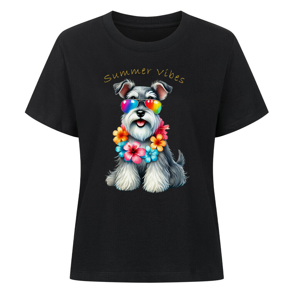 Premium Damen-Shirt "Schnauzer - Summer Vibes" Schwarz – hunde-shirt.de
