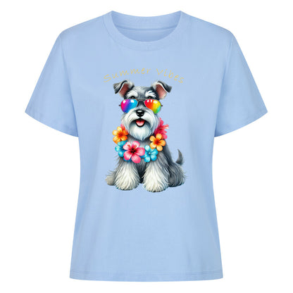 Premium Damen-Shirt "Schnauzer - Summer Vibes" Sky Blue – hunde-shirt.de