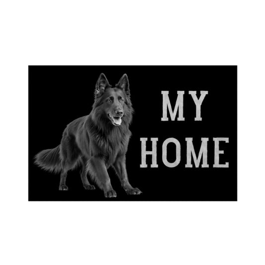 Fußmatte "Schäferhund schwarz - MY HOME" Weiß – hunde-shirt.de