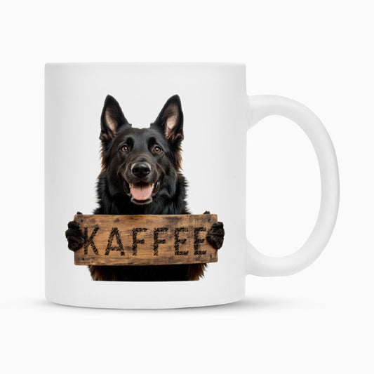 Tasse "Schäferhund schwarz - KAFFEE!" Weiß – hunde-shirt.de