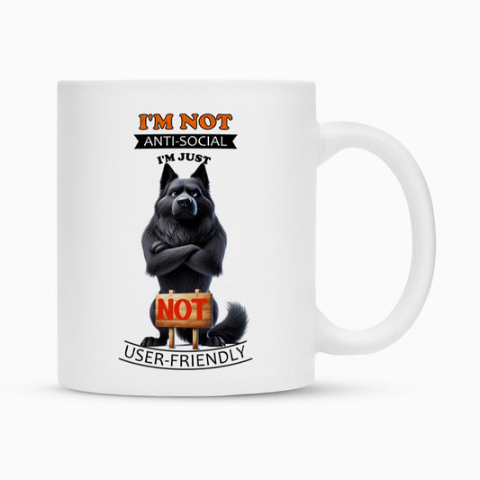Tasse "Schäferhund schwarz - Anti-Social" Weiß – hunde-shirt.de