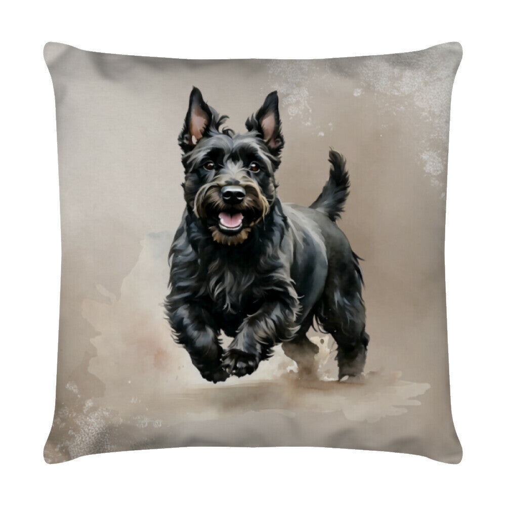 Kissen "Scottish Terrier - Run" Weiß – hunde-shirt.de