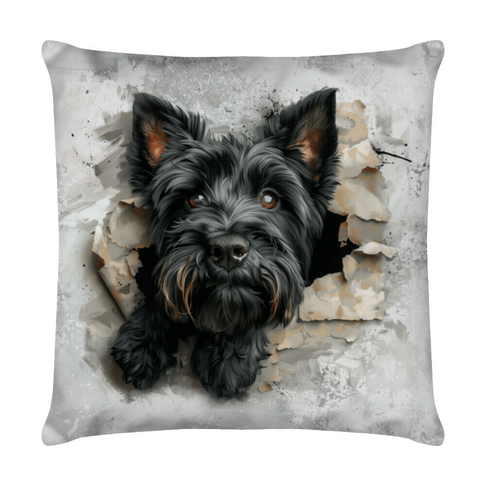Kissen "Scottish Terrier - Look" Weiß – hunde-shirt.de