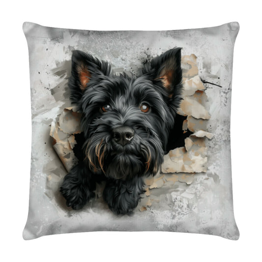 Kissen "Scottish Terrier - Look" Weiß – hunde-shirt.de