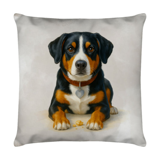 Kissen "Entlebucher Sennenhund - Schau!" Weiß – hunde-shirt.de