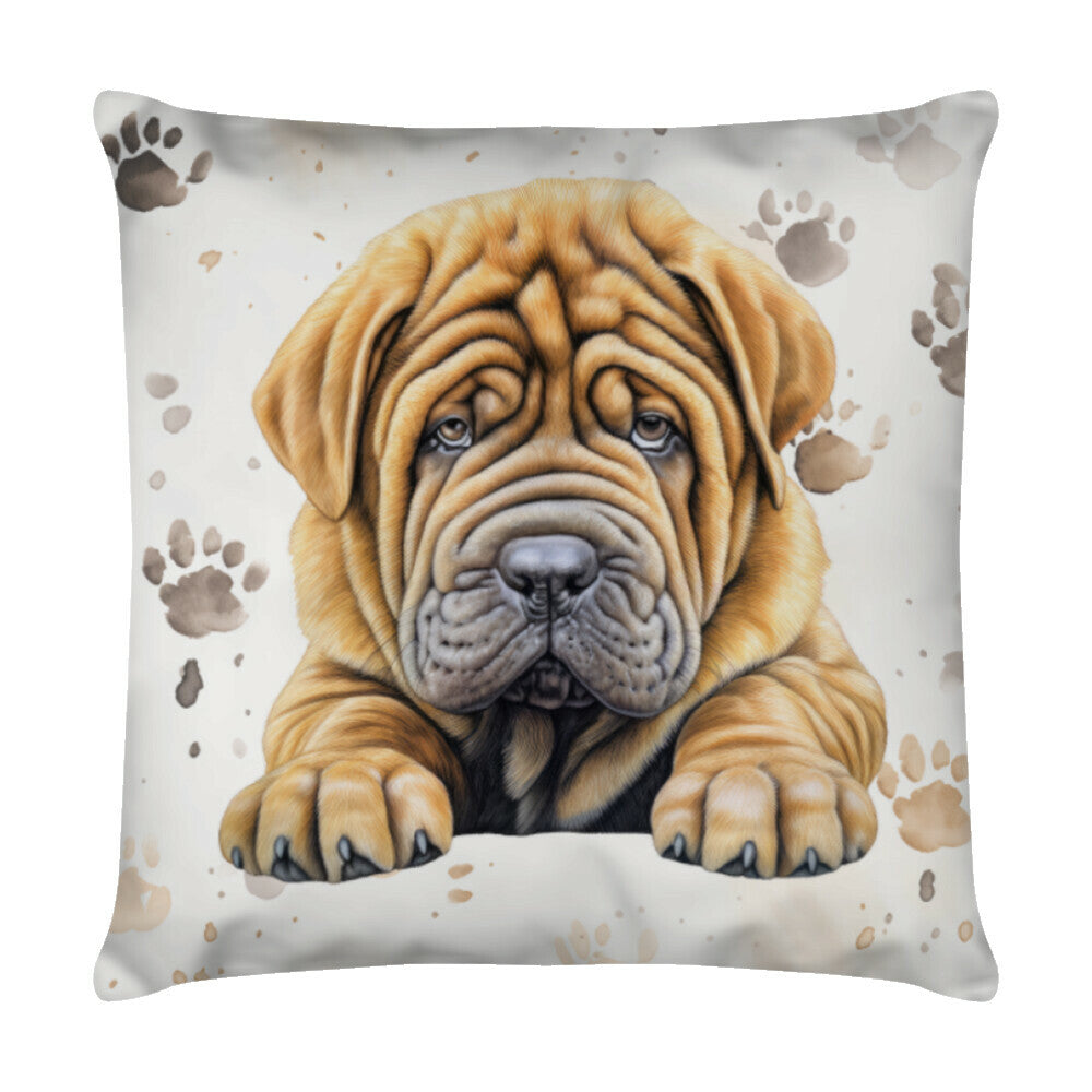 Kissen "Shar Pei - Puppy Paws" Weiß – hunde-shirt.de