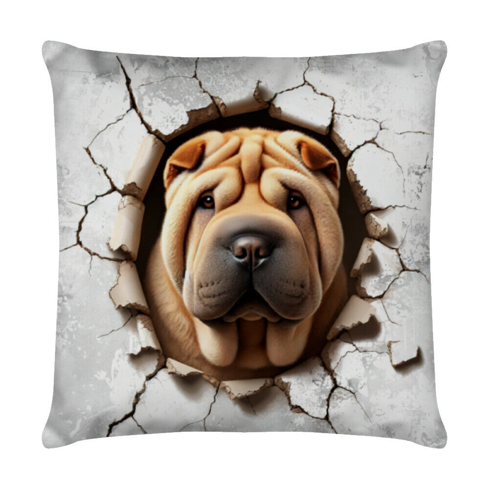 Kissen "Shar Pei - Look" Weiß – hunde-shirt.de