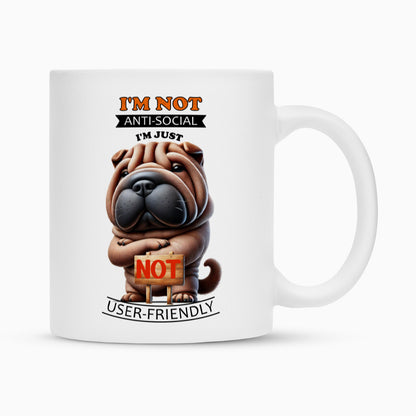 Tasse "Shar Pei - Anti-Social" Weiß – hunde-shirt.de