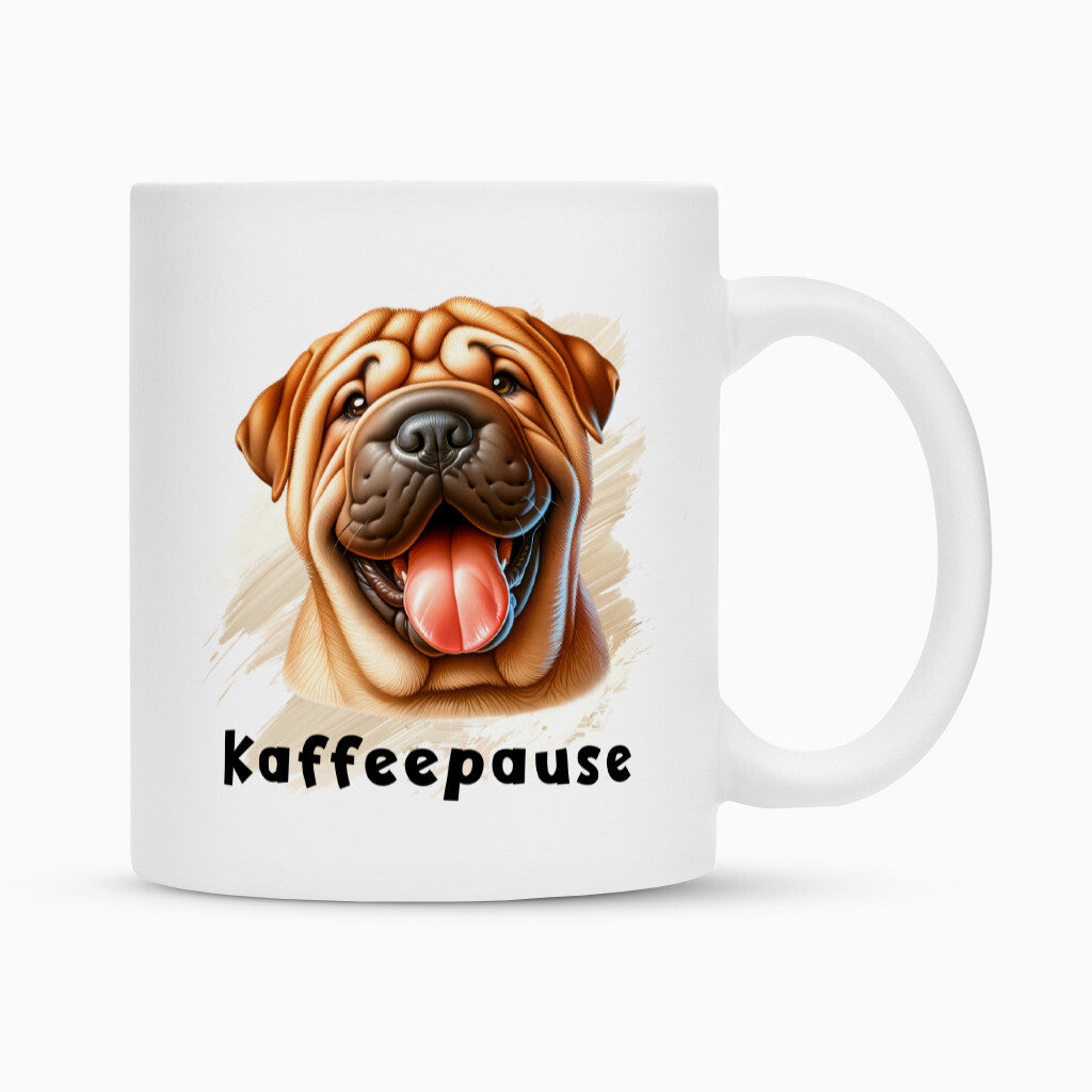 Tasse "Shar Pei - Kaffeepause" Weiß – hunde-shirt.de