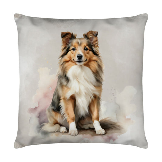 Kissen "Sheltie - Sitz!" Weiß – hunde-shirt.de