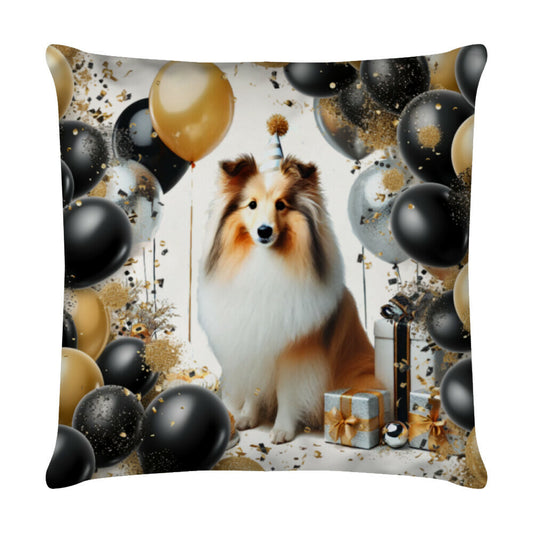 Kissen "Sheltie - Geburtstag II" Weiß – hunde-shirt.de