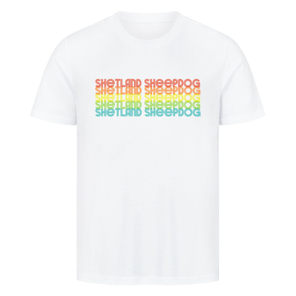 Premium T-Shirt "Shetland Sheepdog - RETRO" Weiß – hunde-shirt.de