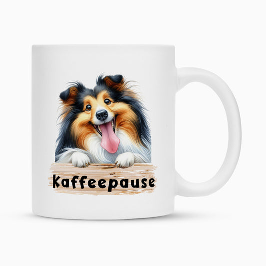 Tasse "Sheltie - Kaffeepause" Weiß – hunde-shirt.de