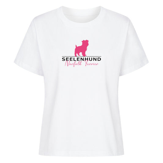 Premium Damen-Shirt "Norfolk Terrier - Seelenhund" Weiß – hunde-shirt.de