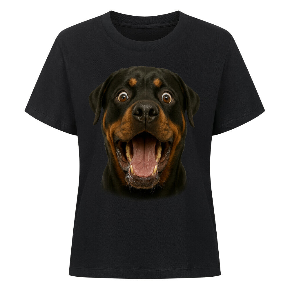 Premium Damen-Shirt "Rottweiler - WOW" Schwarz – hunde-shirt.de