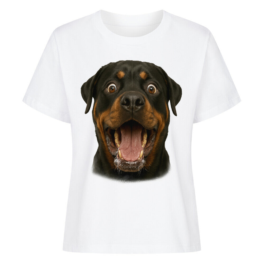 Premium Damen-Shirt "Rottweiler - WOW" Weiß – hunde-shirt.de