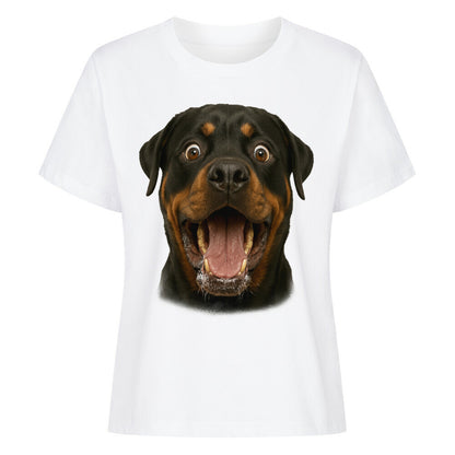 Premium Damen-Shirt "Rottweiler - WOW" Weiß – hunde-shirt.de