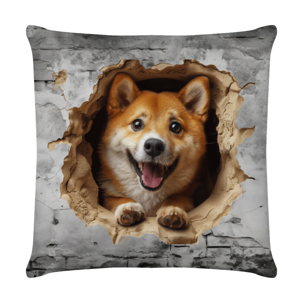 Kissen "Shiba Inu - Wall" Weiß – hunde-shirt.de