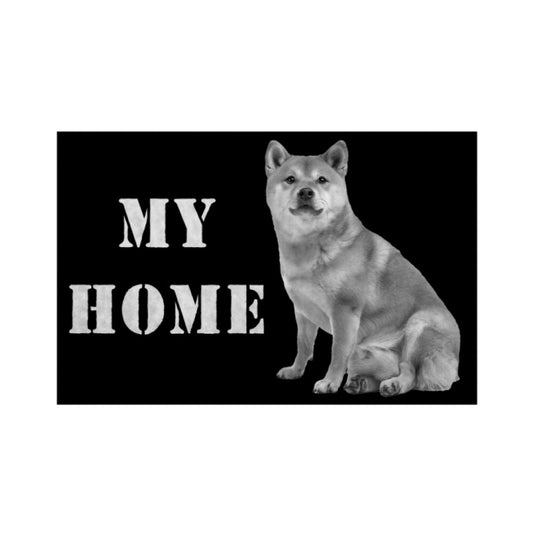 Fußmatte "Shiba Inu grau - MY HOME" Weiß – hunde-shirt.de