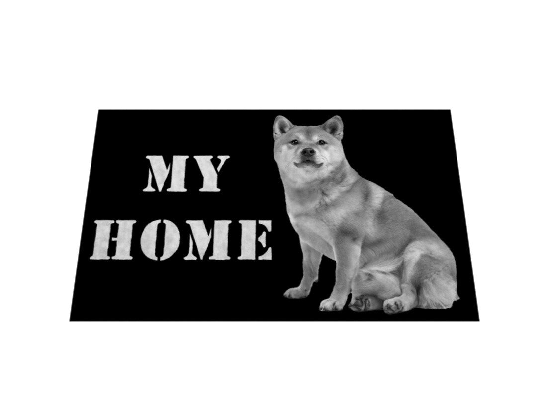Fußmatte "Shiba Inu grau - MY HOME" – hunde-shirt.de