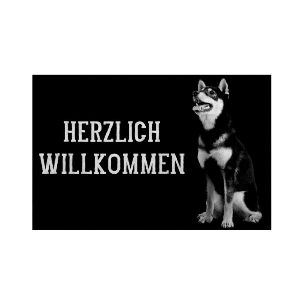 Fußmatte "Shiba Inu - Herzlich Willkommen" Weiß – hunde-shirt.de