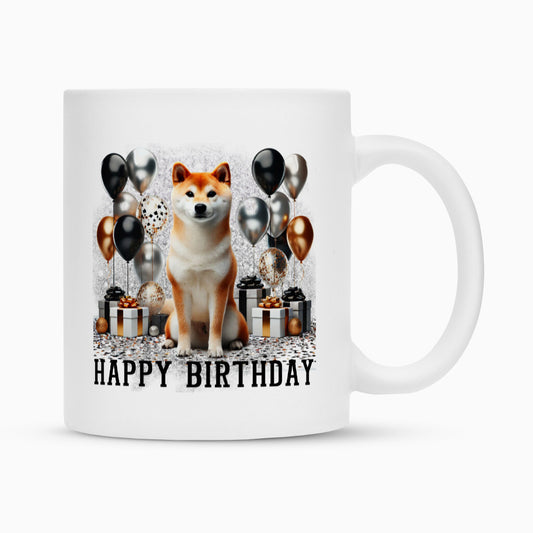 Tasse "Shiba Inu - Happy Birthday" Weiß – hunde-shirt.de