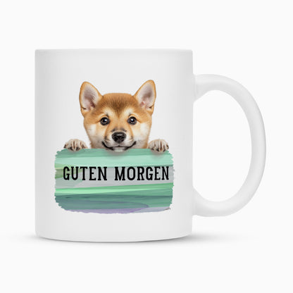 Tasse "Shiba Inu - Guten Morgen" Weiß – hunde-shirt.de