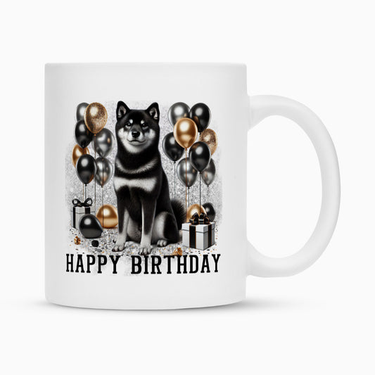 Tasse "Shiba Inu - Happy Birthday II" Weiß – hunde-shirt.de