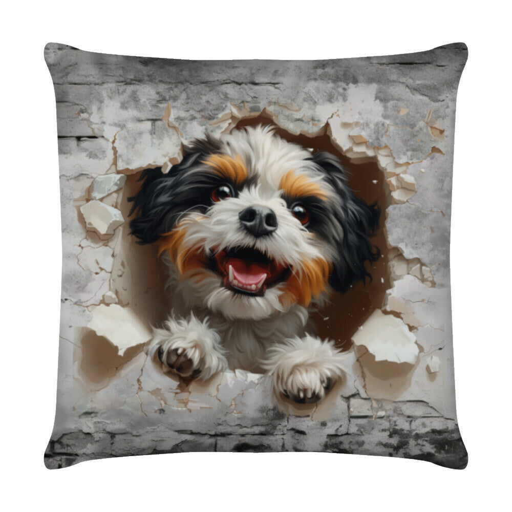 Kissen "Shih Tzu - Wall II" Weiß – hunde-shirt.de