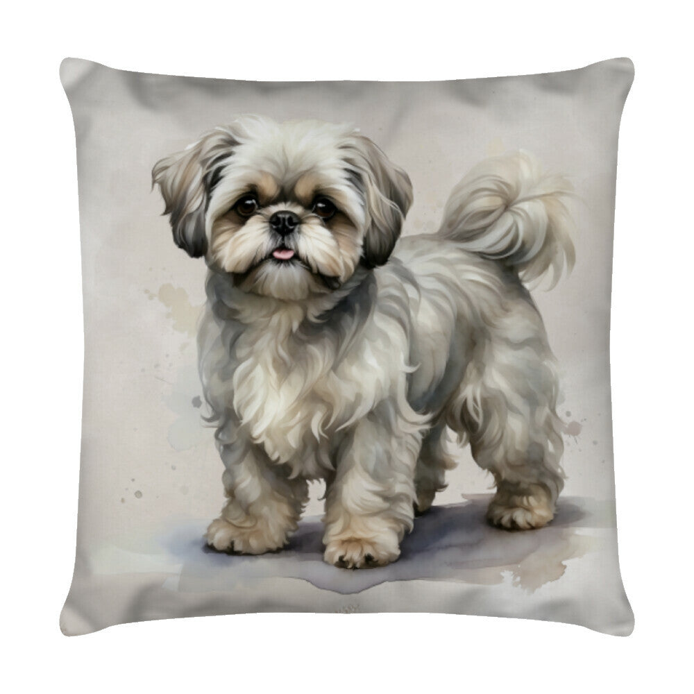 Kissen "Shih Tzu - Happy" Weiß – hunde-shirt.de
