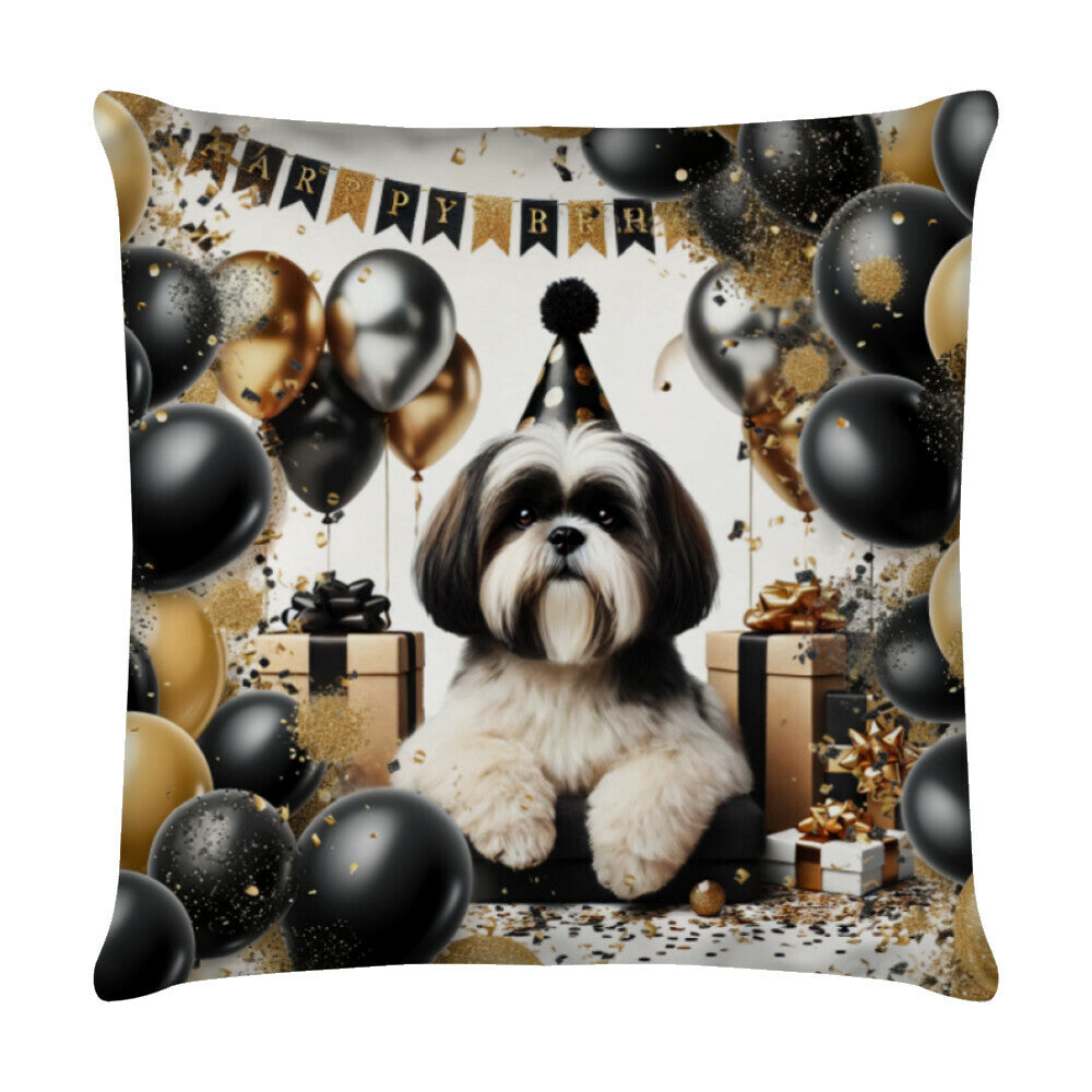 Kissen "Shih Tzu - Geburtstag" Weiß – hunde-shirt.de