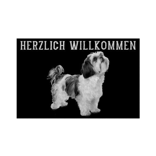 Fußmatte "Shih Tzu - Herzlich Willkommen" Weiß – hunde-shirt.de