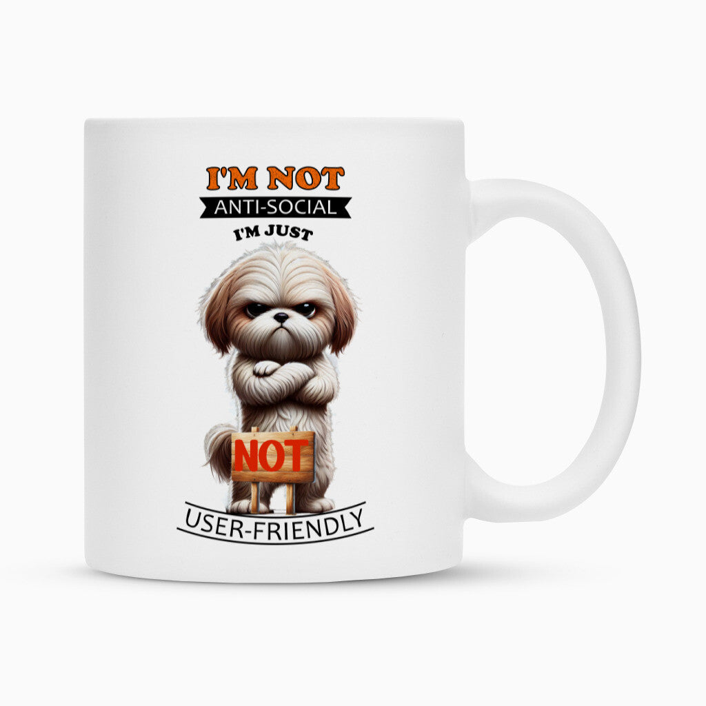 Tasse "Shih Tzu - Anti-Social" Weiß – hunde-shirt.de