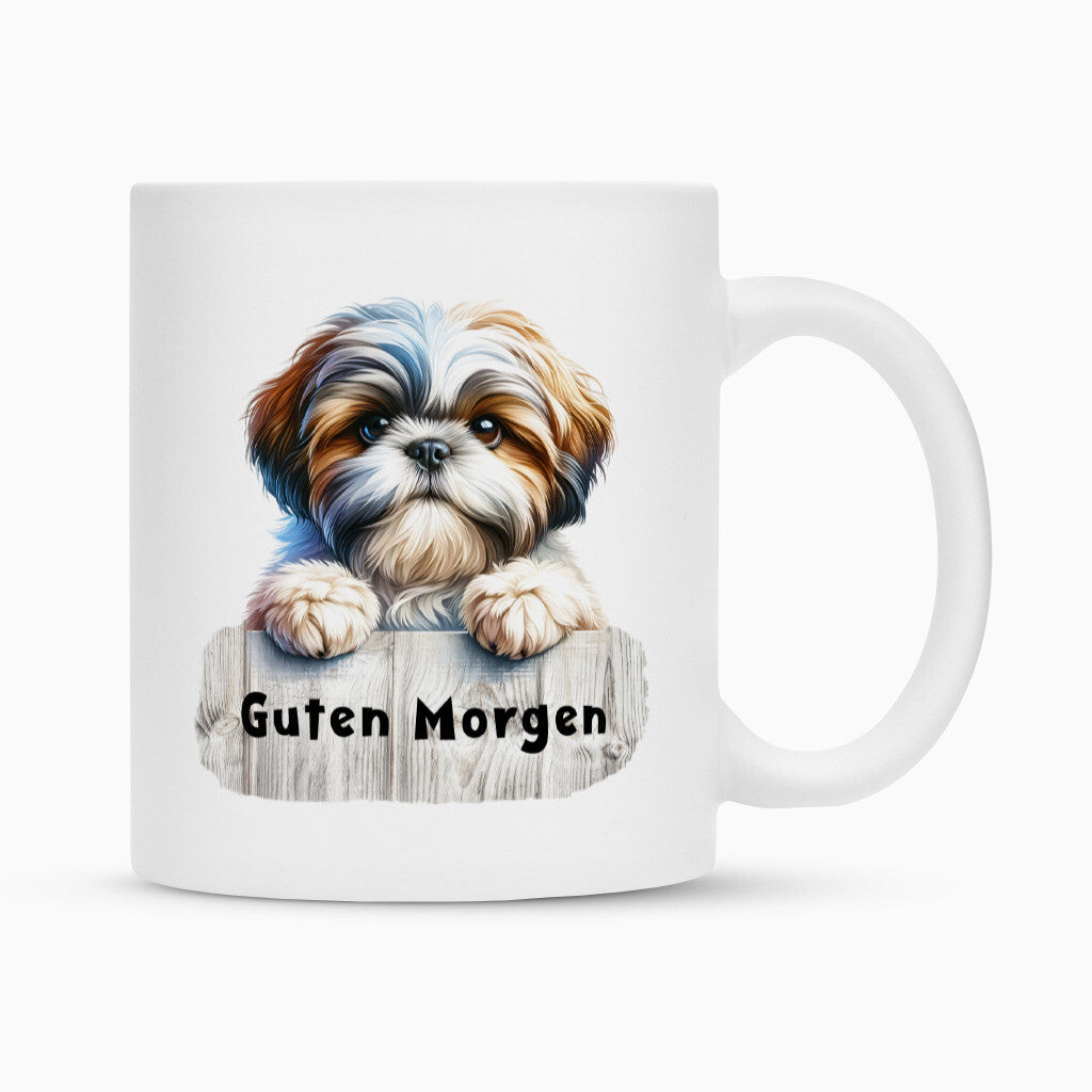 Tasse "Shih Tzu - Guten Morgen" Weiß – hunde-shirt.de