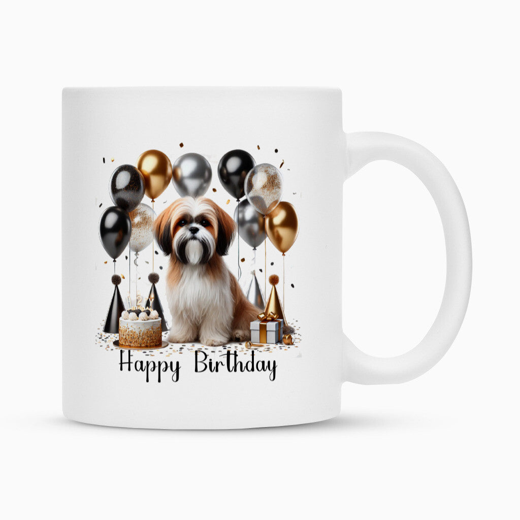 Tasse "Shih Tzu - Happy Birthday" Weiß – hunde-shirt.de