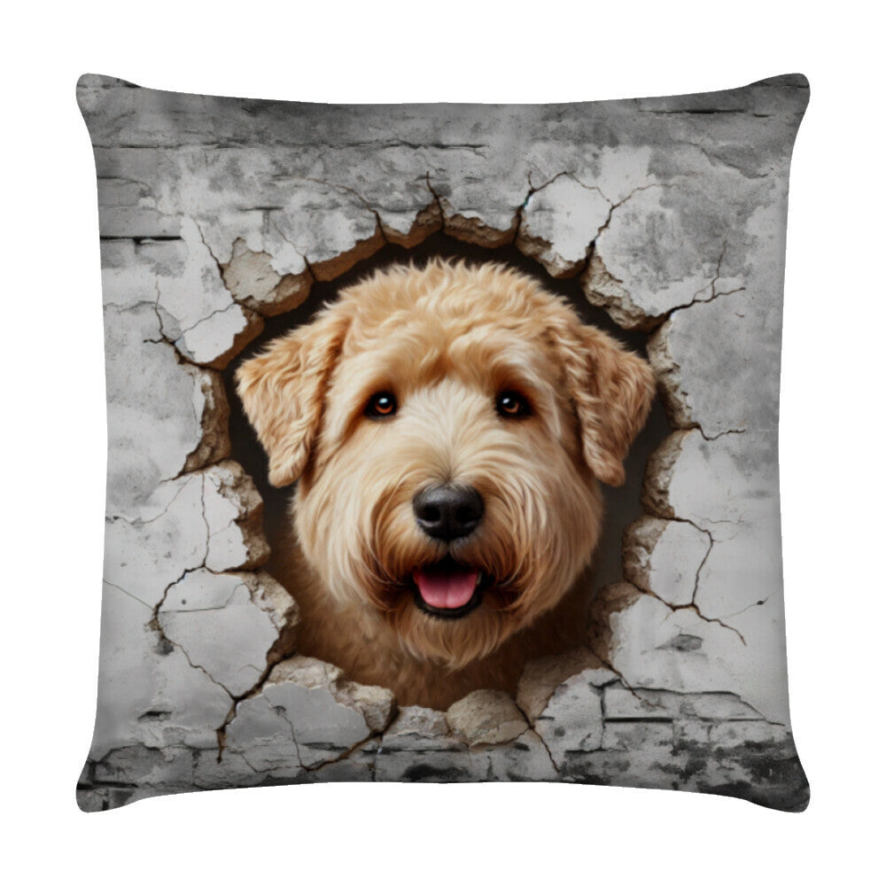 Kissen "Soft Coated Wheaten - Wall" Weiß – hunde-shirt.de