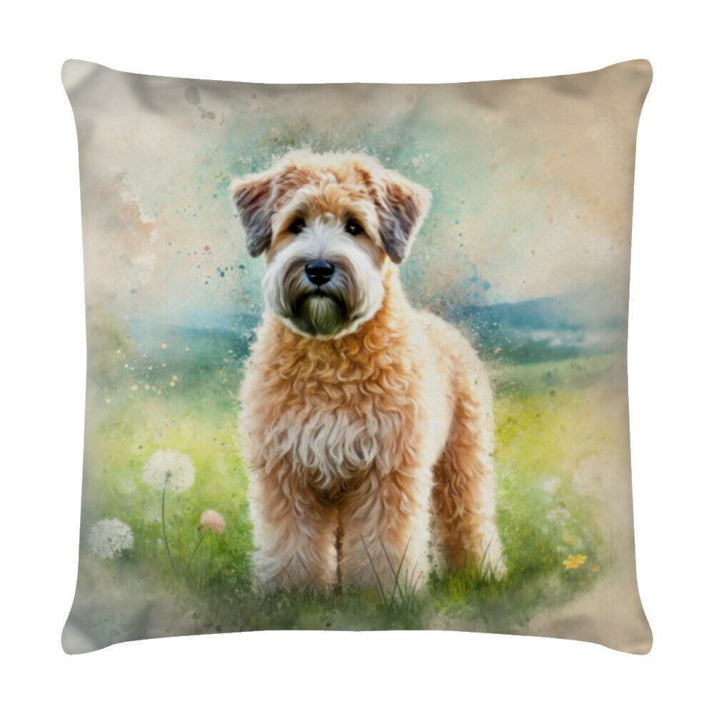 Kissen "Soft Coated Wheaten - Natur" Weiß – hunde-shirt.de