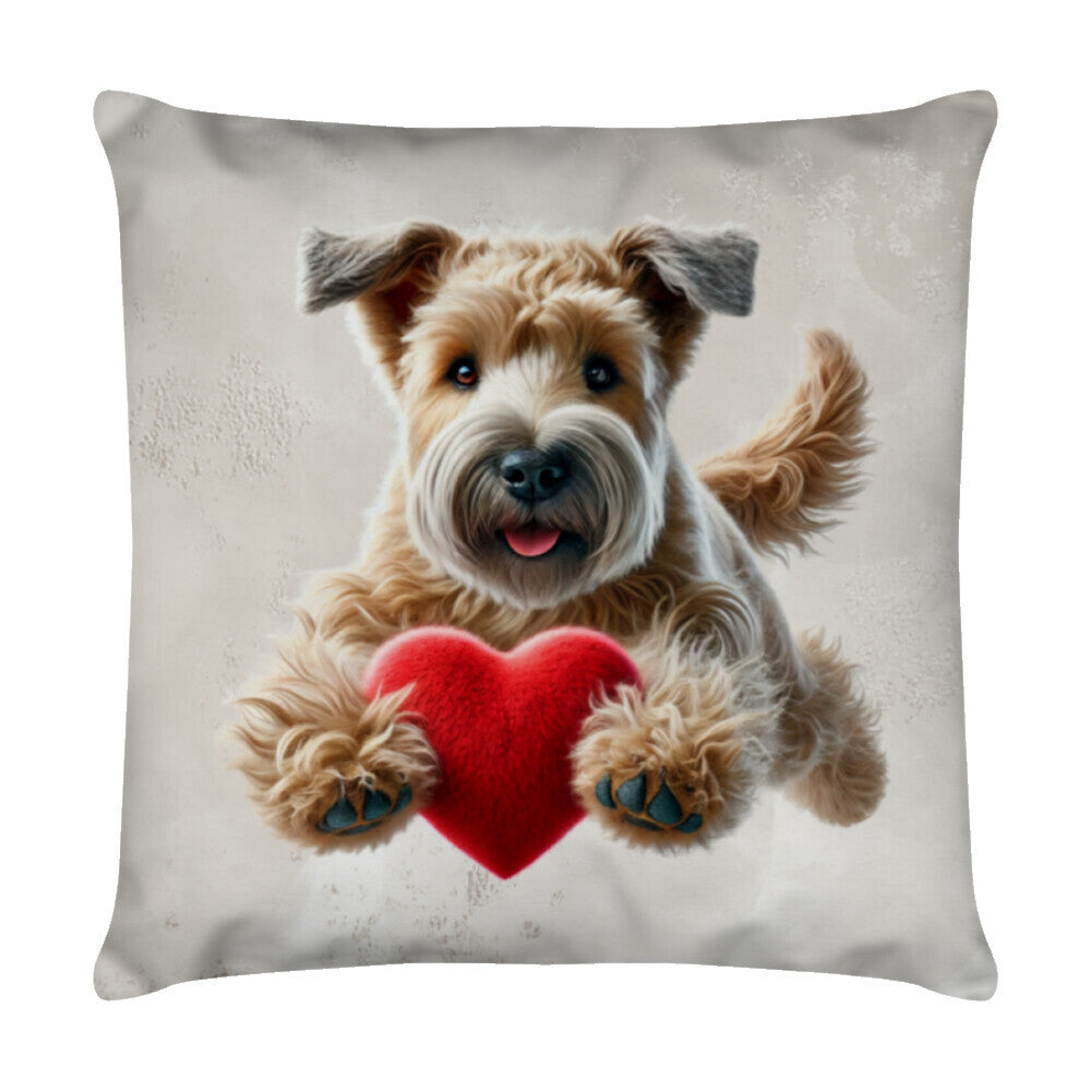 Kissen "Soft Coated Wheaten - Mein Herz" Weiß – hunde-shirt.de