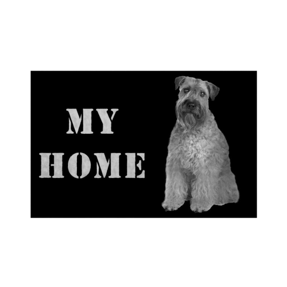 Fußmatte "Soft Coated Wheaten - MY HOME" Weiß – hunde-shirt.de