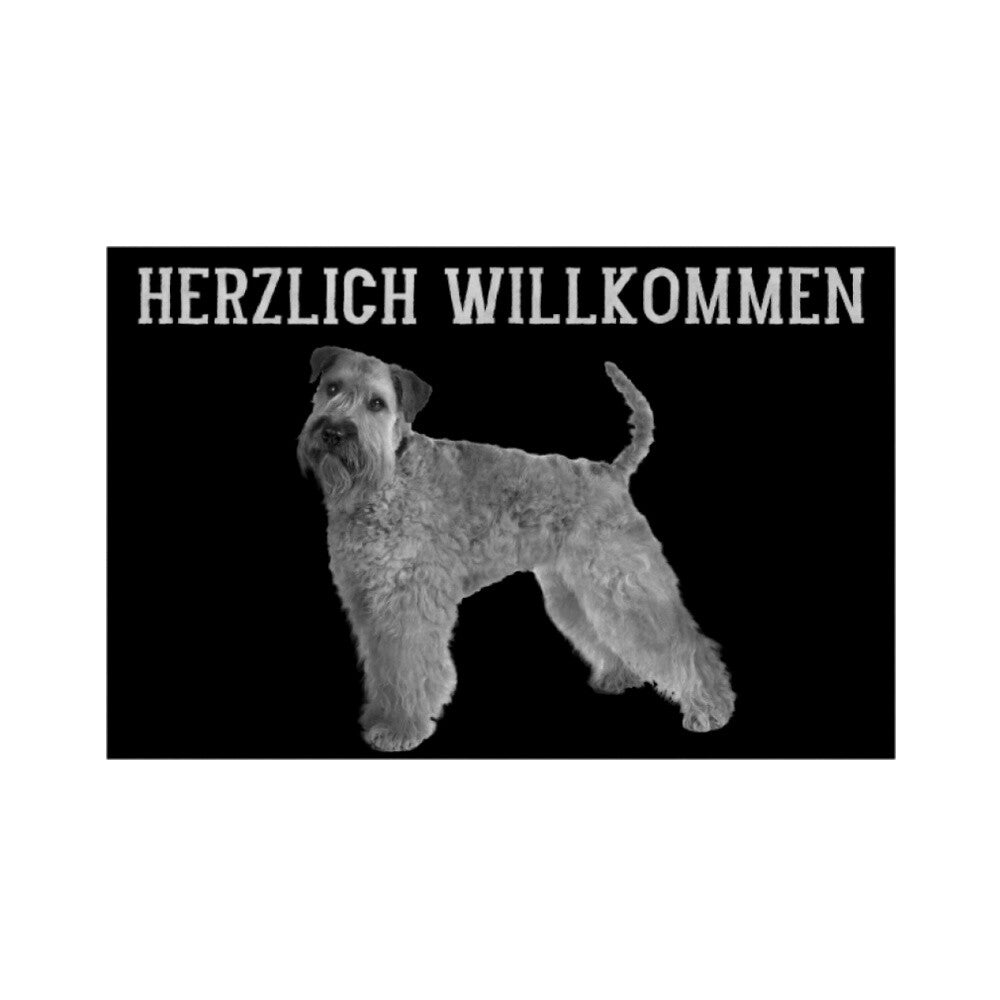 Fußmatte "Soft Coated - Herzlich Willkommen" Weiß – hunde-shirt.de