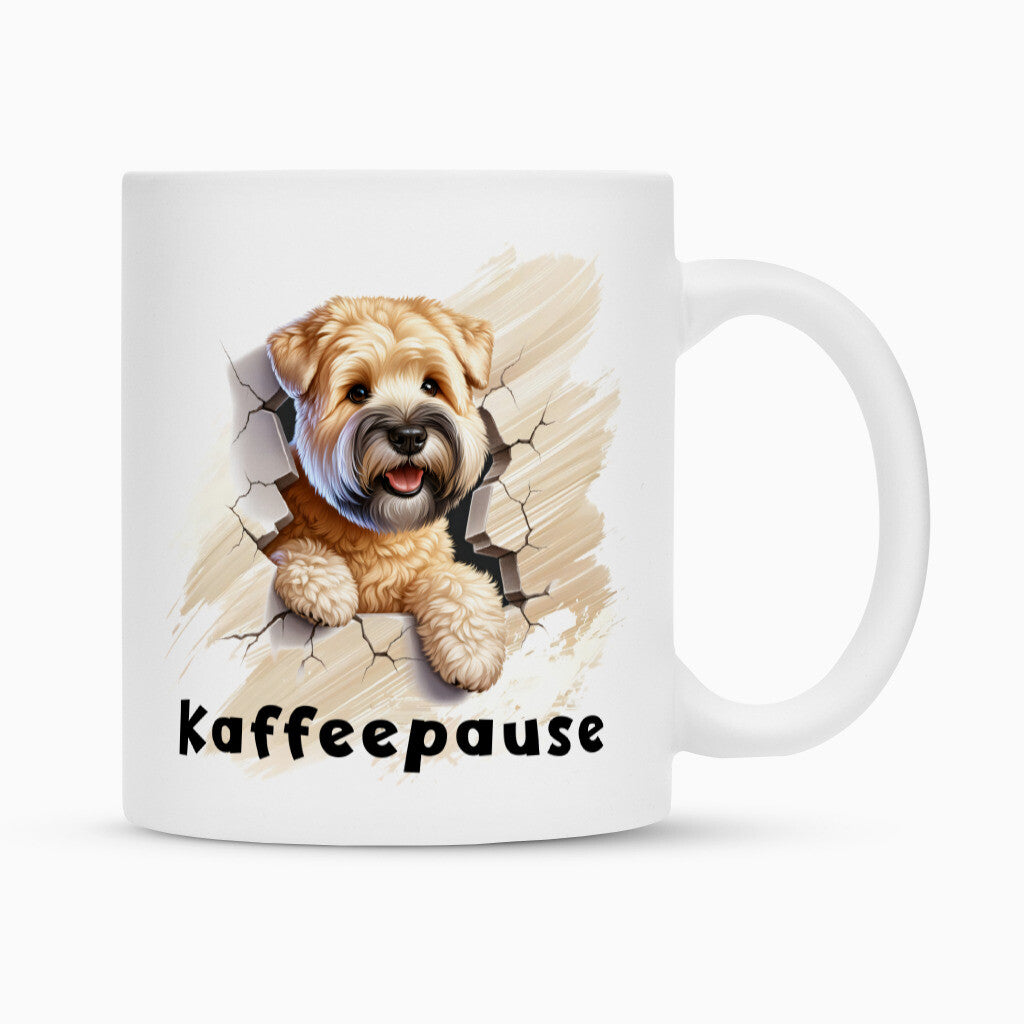 Tasse "Soft Coated - Kaffeepause" Weiß – hunde-shirt.de