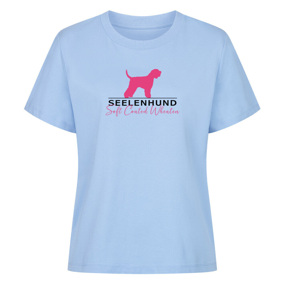 Premium Damen-Shirt "Soft Coated - Seelenhund" Sky Blue – hunde-shirt.de