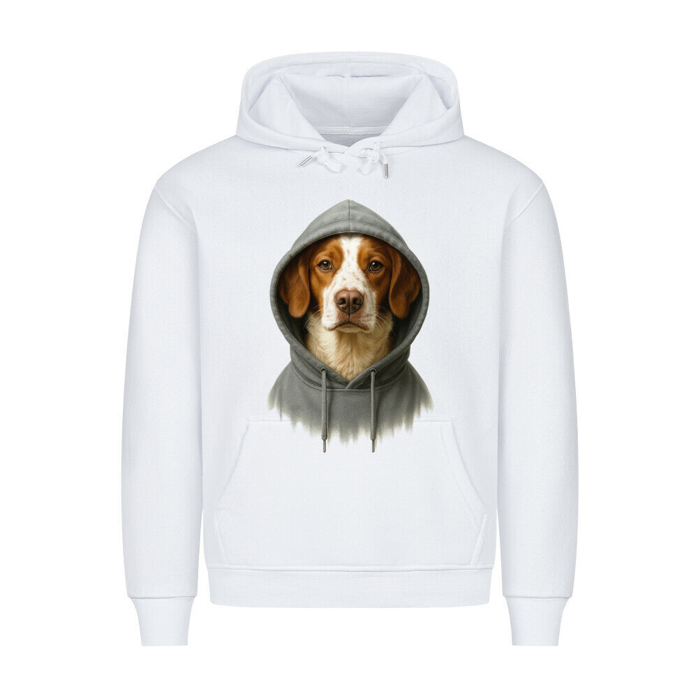 Premium Hoodie "Brittany Spaniel - Hooded" Weiß – hunde-shirt.de