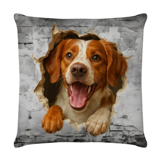 Kissen "Brittany Spaniel - Wall" Weiß – hunde-shirt.de