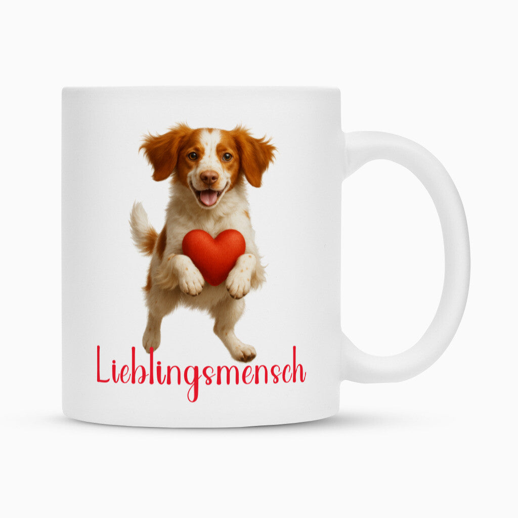 Tasse "Brittany Spaniel - Lieblingsmensch" Weiß – hunde-shirt.de